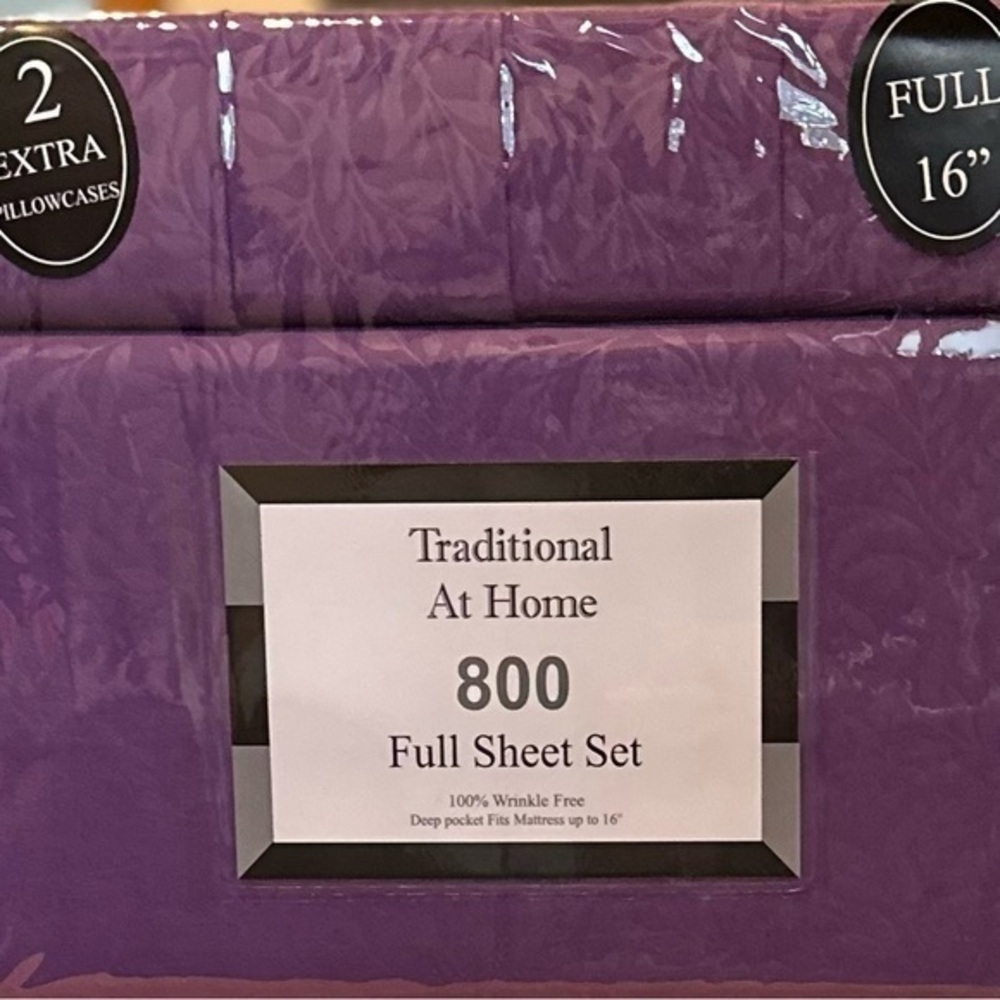Traditional At Home 6pc Full Sheet Set purple passion embossed floral print